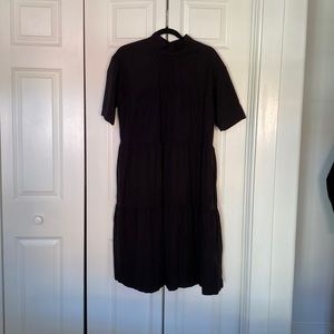 Everlane Black Tiered Mockneck Dress Size S